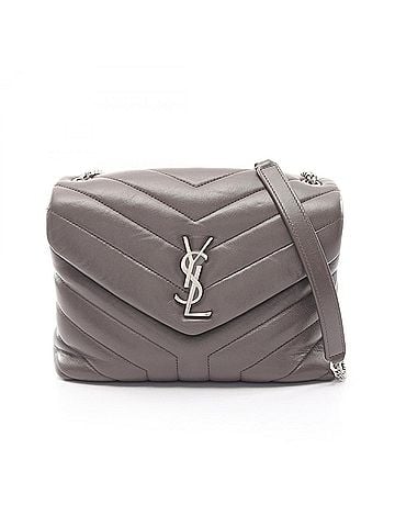 Yves Saint Laurent Yves Saint Laurent Saint Laurent Paris Loulou Small Shoulder Bag/Handbag, Leather, Women's, Gray, 487218 (view 1)