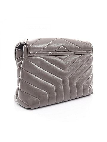 Yves Saint Laurent Yves Saint Laurent Saint Laurent Paris Loulou Small Shoulder Bag/Handbag, Leather, Women's, Gray, 487218 (view 2)