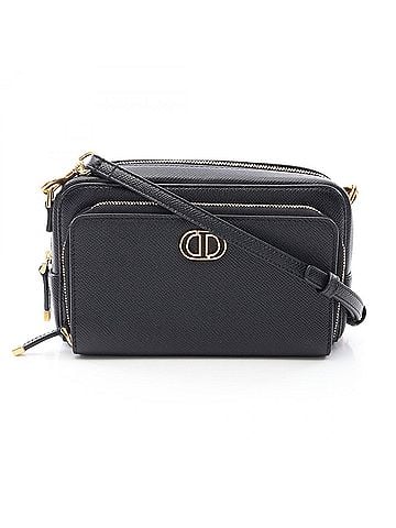 Christian Dior Christian Dior Dior Calo Double Pouch Shoulder Bag Handbag Leather Women's Black (view 1)