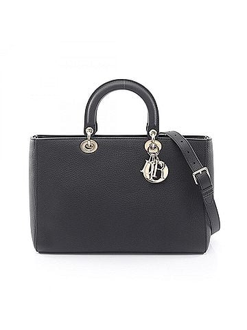 Christian Dior Christian Dior Dior Lady D-Sire Large 2-Way Handbag, Leather, Women's, Black (view 1)