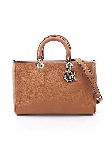 Christian Dior Christian Dior Dior Lady D-Sire Large 2-Way Handbag, Leather, Women's, Brown (view 1)