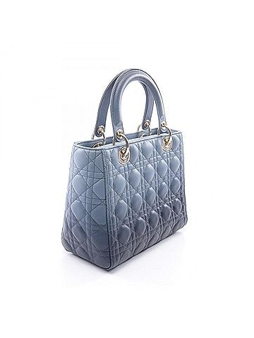 Christian Dior Christian Dior Dior LADY DIOR Cannage 2-Way Handbag, Leather, Women's, Blue/Navy (view 2)
