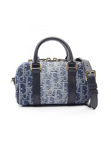 Christian Dior Christian Dior Dior Groove 17 Nano Oblique Jacquard 2-Way Handbag, Denim Leather, Women's, Blue/Navy (view 1)