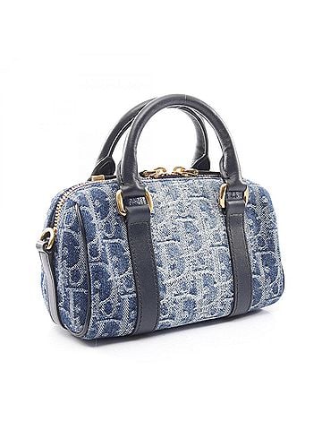 Christian Dior Christian Dior Dior Groove 17 Nano Oblique Jacquard 2-Way Handbag, Denim Leather, Women's, Blue/Navy (view 2)