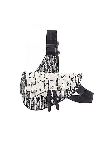 Christian Dior Christian Dior Dior x Raymond Pettibon Saddle Bag - Oblique Waist Bag, Body Handbag Canvas and Leather Men's Navy, White, Black (view 1)