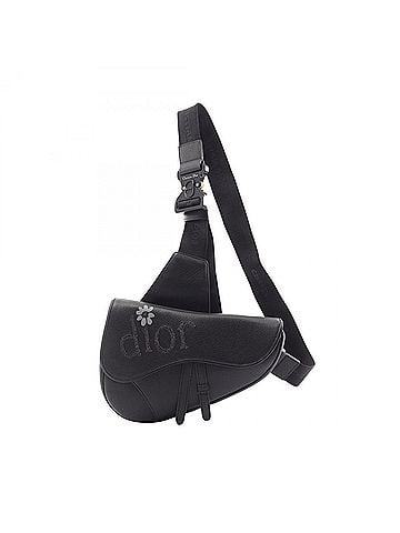 Christian Dior Christian Dior Dior x ERL Saddle Bag, Waist Body Handbag, Leather, Men's, Black (1ADPO093) (view 1)