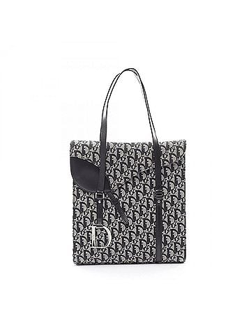 Christian Dior Christian Dior Dior Trotter Saddle Bag Tote Handbag Canvas Leather Women's Gray/Black (view 1)