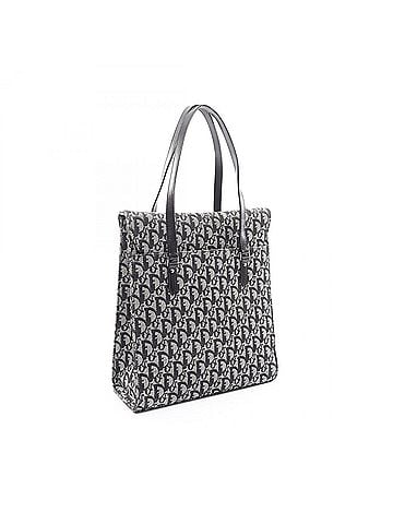 Christian Dior Christian Dior Dior Trotter Saddle Bag Tote Handbag Canvas Leather Women's Gray/Black (view 2)
