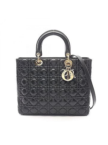 Christian Dior Christian Dior Dior Lady Large Cannage 2-Way Handbag, Leather, Women's, Black (view 1)