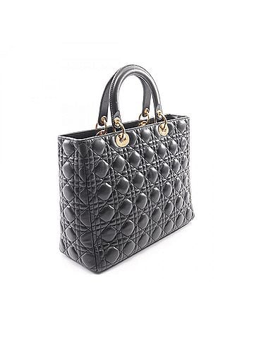 Christian Dior Christian Dior Dior Lady Large Cannage 2-Way Handbag, Leather, Women's, Black (view 2)