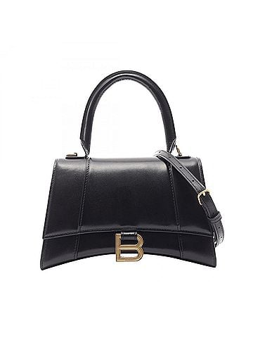 Balenciaga Balenciaga Hourglass Small 2-Way Handbag, Leather, Women's, Black, 593546 (view 1)