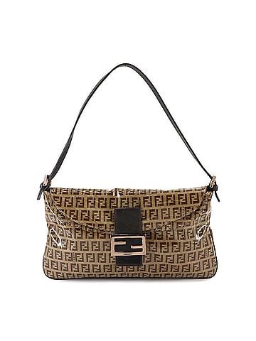 Fendi Fendi Zucchino Patent Shoulder Handbag, Leather, Beige, 8BR002, Bronze Hardware (view 1)
