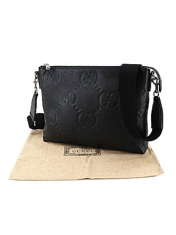 Gucci Gucci Jumbo GG Shoulder Handbag, Leather, Black, 696009, Silver Hardware (view 2)