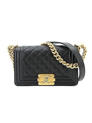 Chanel Chanel Boy Small Chain Shoulder Handbag, Caviar Leather, Black, A67085, Gold Hardware (view 1)