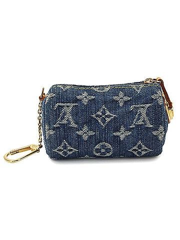 Louis Vuitton Louis Vuitton Monogram Denim Trousse Speedy PM Handbag Pouch Blue M95082 Gold Hardware (view 2)