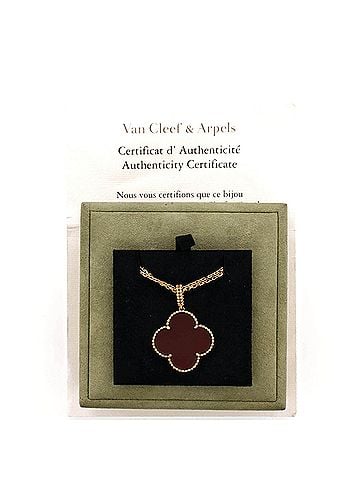 Van Cleef & Arpels Magic Alhambra Pendant Long Necklace 18K Yellow Gold and Carnelian (view 2)