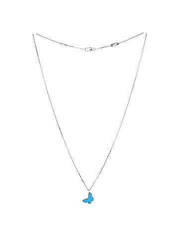 Van Cleef & Arpels Sweet Alhambra Butterfly Pendant Necklace 18K White Gold with Turquoise (view 2)