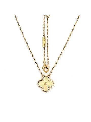 Van Cleef & Arpels Vintage Alhambra Pendant Necklace Guilloche 18K Yellow Gold (view 2)
