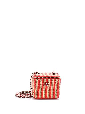 Chanel Classic Vanity Case with Chain Striped Raffia and Jute Mini (view 1)