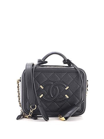 Chanel Filigree Vanity Case Quilted Caviar Small (view 1)