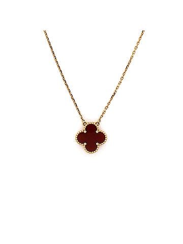 Van Cleef & Arpels Vintage Alhambra Pendant Necklace 18K Yellow Gold and Carnelian (view 1)