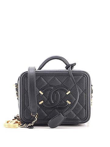Chanel Filigree Vanity Case Quilted Caviar Small (view 1)