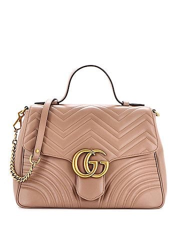 Gucci GG Marmont Top Handle Flap Bag Matelasse Leather Medium (view 1)