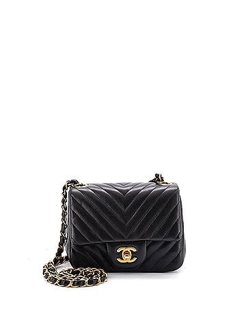 Chanel Square Classic Single Flap Bag Chevron Lambskin Mini (view 1)