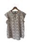 Adrianna Papell Floral Black White Short Sleeve Blouse Size L - photo 1