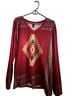 Ranlege Aztec Or Tribal Print Red Gold Blue Long Sleeve Top Size XL - photo 1