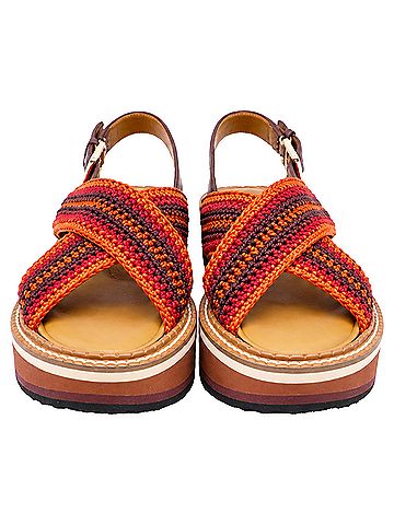 Robert Clergerie Clergerie Woven Sandals in Multicolor Cotton Wool (view 2)