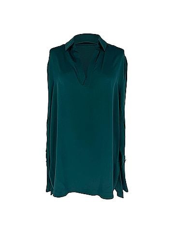 Max Mara Max Mara V-neck Blouse in Green Cotton (view 1)