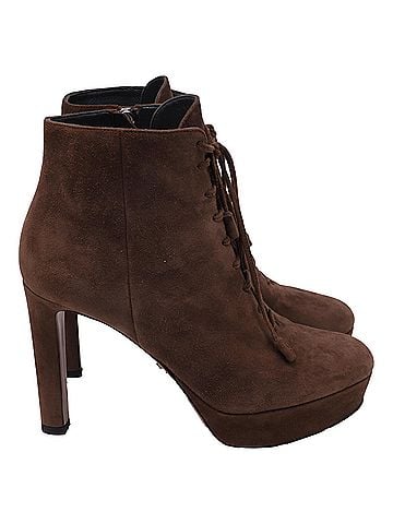 Prada Prada Lace Up Boots in Brown Suede (view 1)