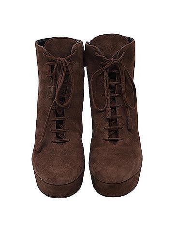 Prada Prada Lace Up Boots in Brown Suede (view 2)