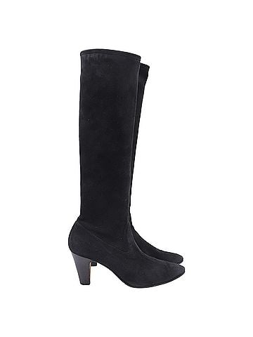 Manolo Blahnik Manolo Blahnik Pointed-Toe Knee-High Boots in Black Suede (view 1)