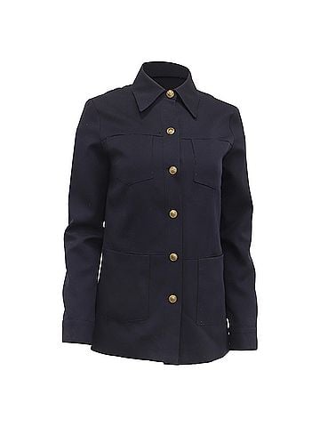 Nili Lotan Nili Lotan Marine Button-Down Jacket in Navy Blue Wool (view 1)