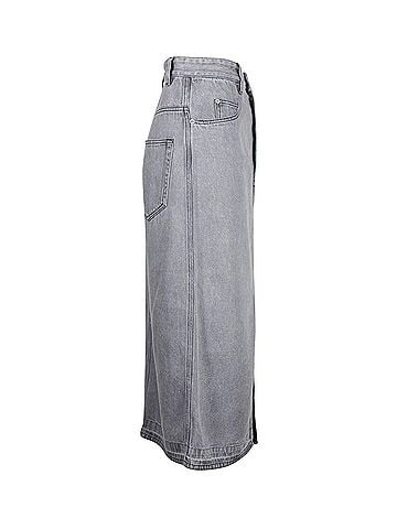 Isabel Marant Isabel Marant Etoile Denim Midi Skirt in Grey Cotton (view 2)
