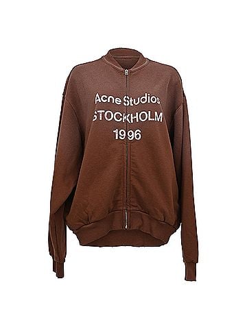 Acne Acne Studios Graphic Print Bomber Jacket in Rust Orange Cotton (view 1)