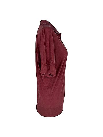 Herno Herno V-Neck Polo Shirt in Burgundy Lyocell (view 2)