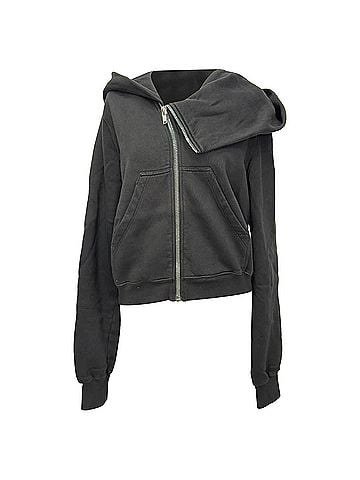 Rick Owens Rick Owens Asymmetric Zip-Up Sweatshirt in Black Cotton (view 1)