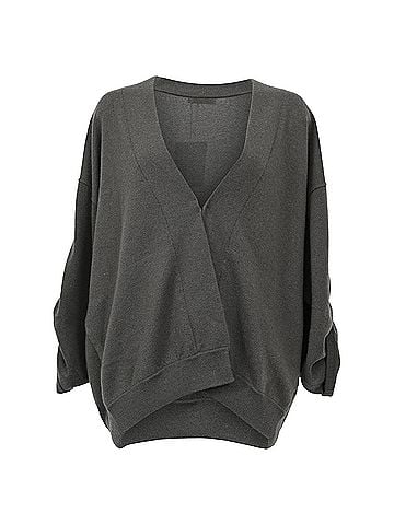 Brunello Cucinelli Brunello Cucinelli Draped Cardigan in Grey Silk (view 1)