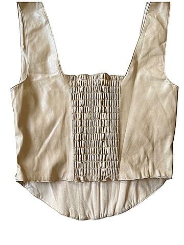 7 For All Mankind Corset Crop Faux Leather Top (view 2)