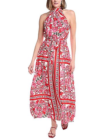 Anne Klein Floral Halter Maxi Multi Poppy Casual Dress (view 1)