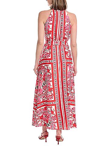 Anne Klein Floral Halter Maxi Multi Poppy Casual Dress (view 2)