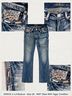Grace in L.A. Chevron-herringbone Blue White Jeans Size 26 waist - photo 9
