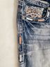 Grace in L.A. Chevron-herringbone Blue White Jeans Size 26 waist - photo 5