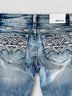 Grace in L.A. Chevron-herringbone Blue White Jeans Size 26 waist - photo 10