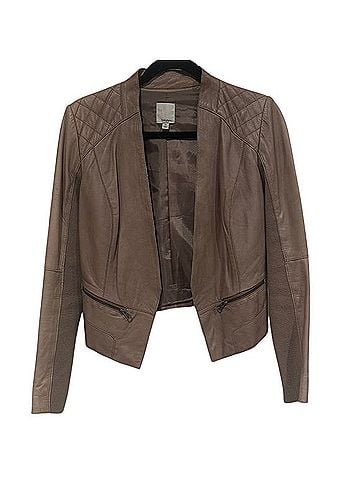 Halogen Leather Crop Jacket Jacket (view 1)