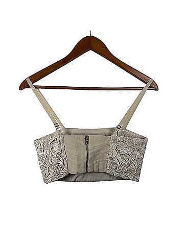 Alice + Olivia Lace Embroidered Cropped Bustier Bandeau Top Sleeveless T-Shirt (view 2)