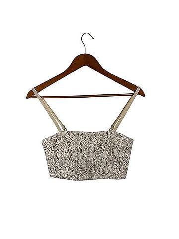 Alice + Olivia Lace Embroidered Cropped Bustier Bandeau Top Sleeveless T-Shirt (view 1)